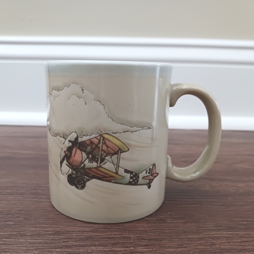 Vintage Otagiri Japan Biplane Aviation Coffee Mug Ceramic Pilot Gift
